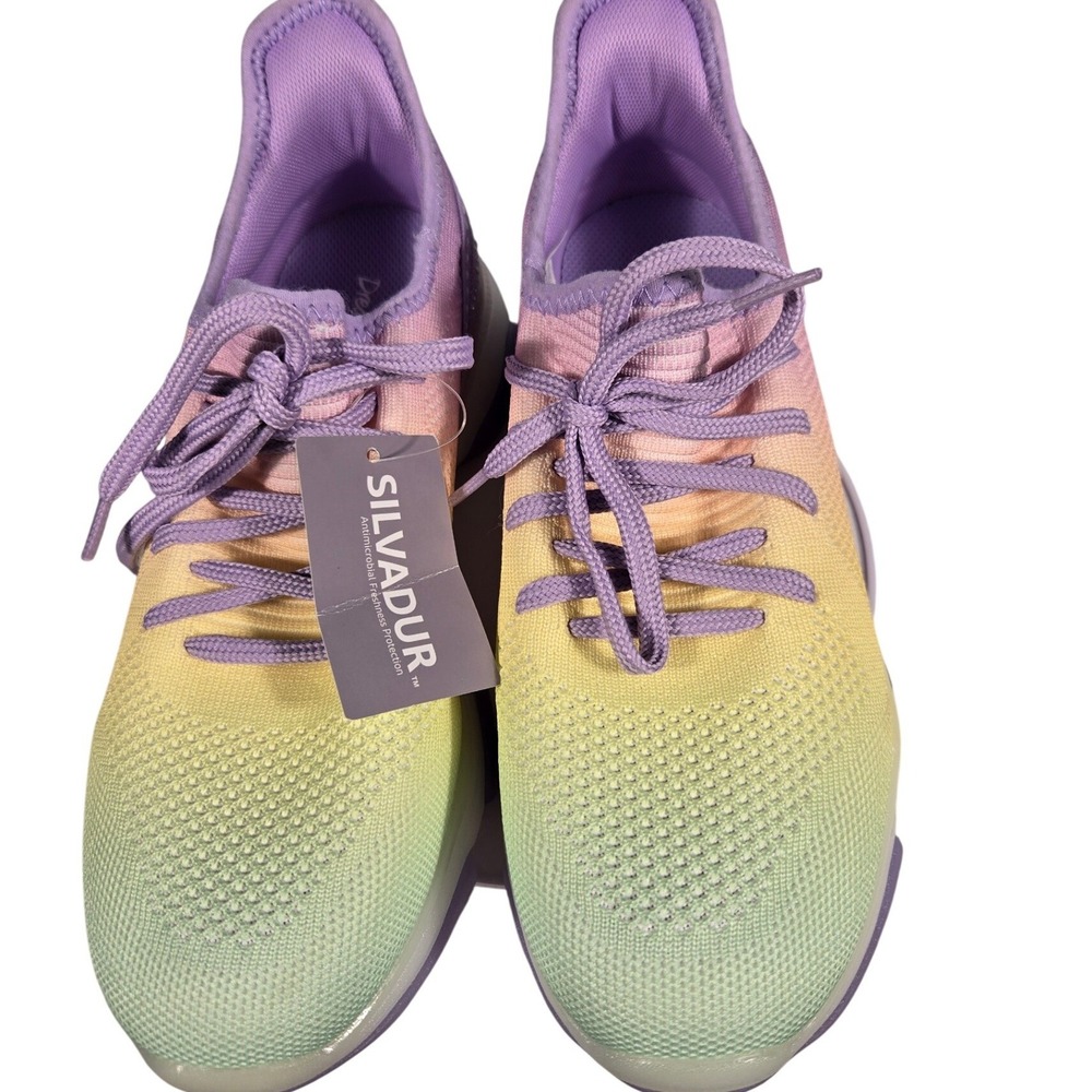 Dream Pairs Womens Rainbow Ombre Mesh Sneakers Rhinestone Detail Purple US‎ 6
